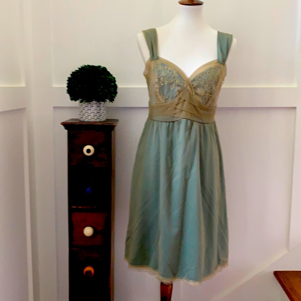 Never worn Beautiful gold and blue lace dress, 10